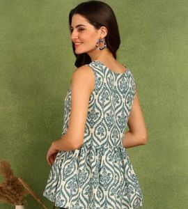 Stylish Printed Sleeveless short kurti