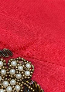 Women Red Georgette Beads Straight Palazzo Suit