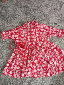 Red & White Floral Baby Dress