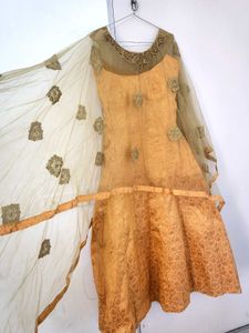 Banarsi Gown With Cape And Cancan