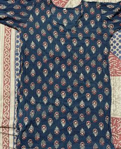 Blue Printed Short Kurti For Women