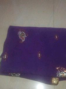 Purple Embellished Saree