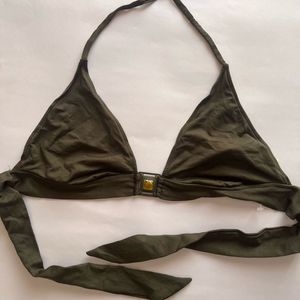 Olive Halter Bikini Top