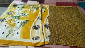 Yellow Daily Wear Sari With Blouse Piece