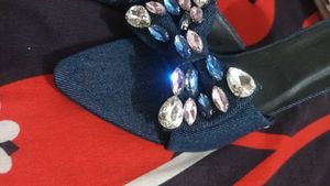 New Denim And Diamond Stud Heels..