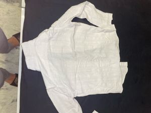 White Textured Casual Shirt
