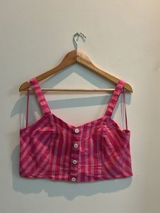 Pink Striped Crop Top