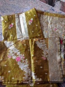 Olive Green Banarasi Silk Suit