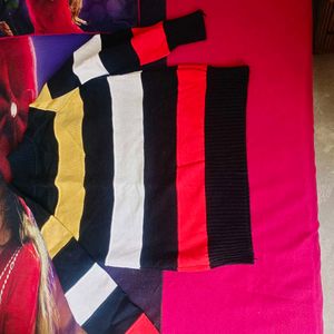 Striped Knit Pullover Sweater