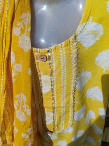Yellow Printed Kurta Set