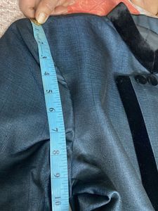 Stellar Metallic Blue-Grey Indowestern Suit Set