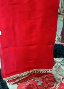 Red Saree with Embellished Blouse