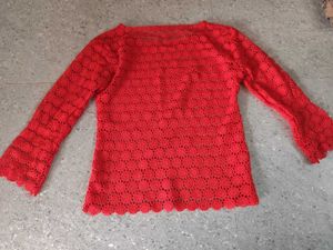 Red Flower Detail Top