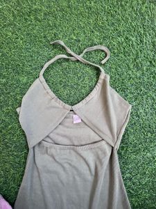 beautiful and sexy olive green colour dress