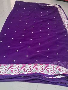 Elegant Purple Embroidered Saree