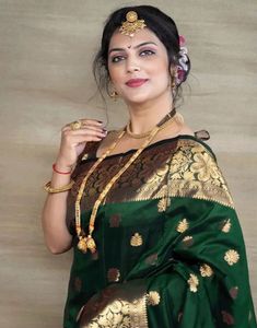 Unused - Elegant Green Banarasi Silk Saree