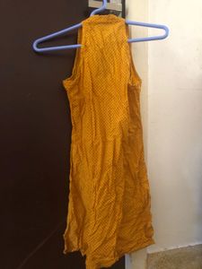 Printed Mustard Halter Neck Kurta🏵️