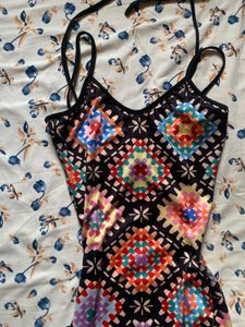 New Me Multi Colour Dress With Back Tie