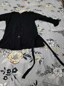 Black Button-Down Tie Top