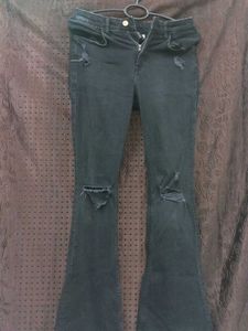 H&M Black Ripped Bootcut Jeans