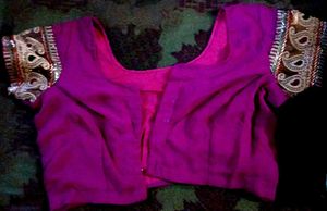 Rani Pink Beautiful Embroidered Saree