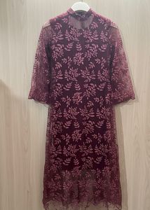 Elegant Maroon Floral Maxi Dress