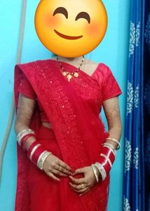 Red Net Saree