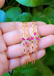 Floral Design Gold Bangles
