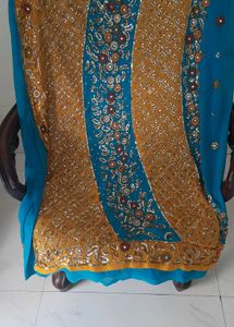 Blue Yellow Saree