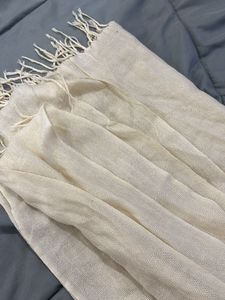 Soft Beige Scarf with Fringe