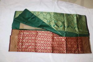 Elegant Green &amp; Maroon Patterned Fabric