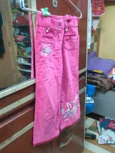 Pink Embellished Corduroy Pants
