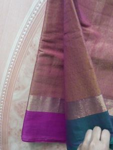 Coral With Rose Saree &amp; Blouse Cloth
