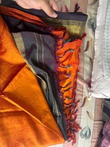 Orange-Blue Silk Saree