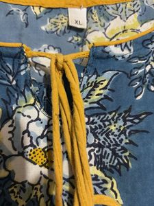 Blue Floral Cotton Maxi Dress Woman