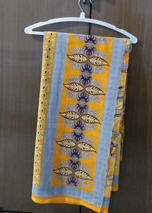 Saree . Grey &amp; Yellow