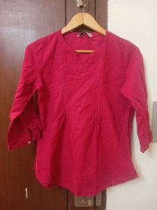 Pure Cotton Cute Pink Top, Size-S