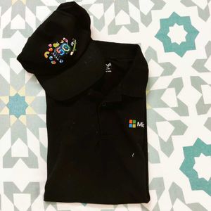 Black T Shirt With Matching Cap Combo