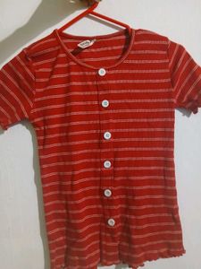 Unused Fitted Striped Top
