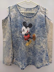 Denim Off-shoulder Top