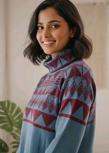 Stylish Patterned Turtleneck Sweater
