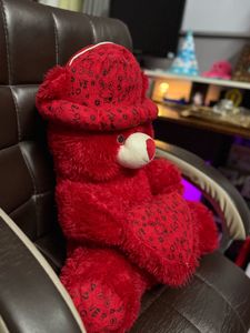 Red Plush Teddy Bear with Hat