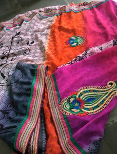 Multi Floral Print Saree 💝