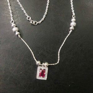 925 Pure Silver Ruby Pendant Necklace