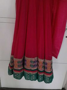Pink Gown With Bottomwear