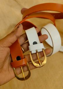 Belts - White & brown