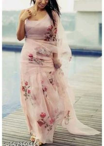 Elegant Floral Organza Saree