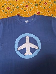 Blue Airplane Graphic T-Shirt