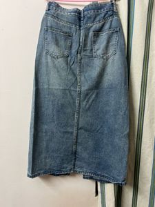 Slit Denim A-Line Skirt