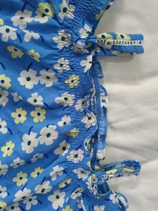 Blue Floral Off-Shoulder Top